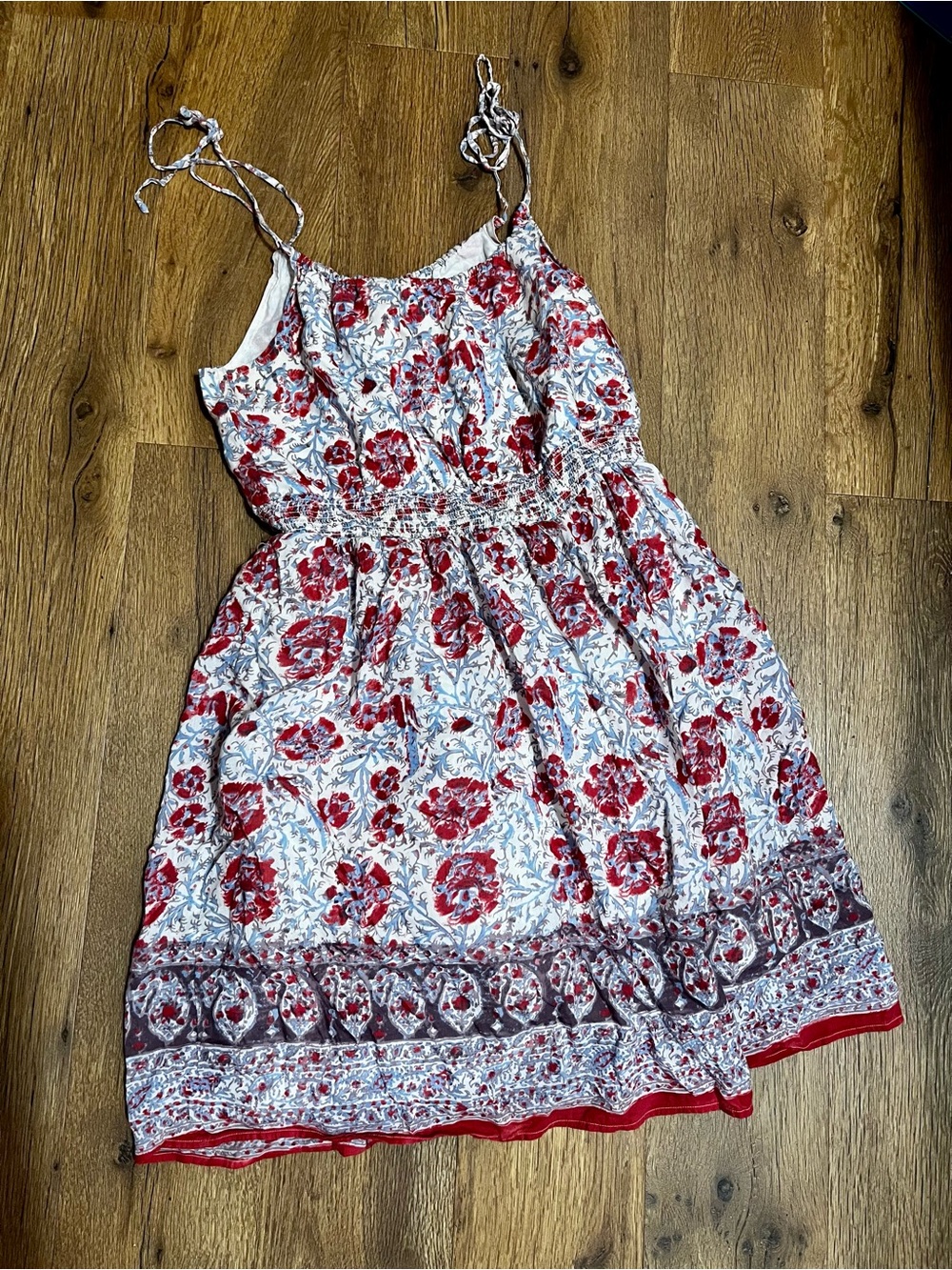 American Eagle Outfitters Red Floral Sundress with Tie-Straps size 10